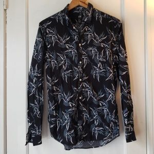 H&m Mens XS Blue Tropical Button Up